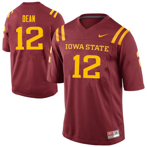 Men #12 Easton Dean Iowa State Cyclones College Football Jerseys Sale-Cardinal - Click Image to Close
